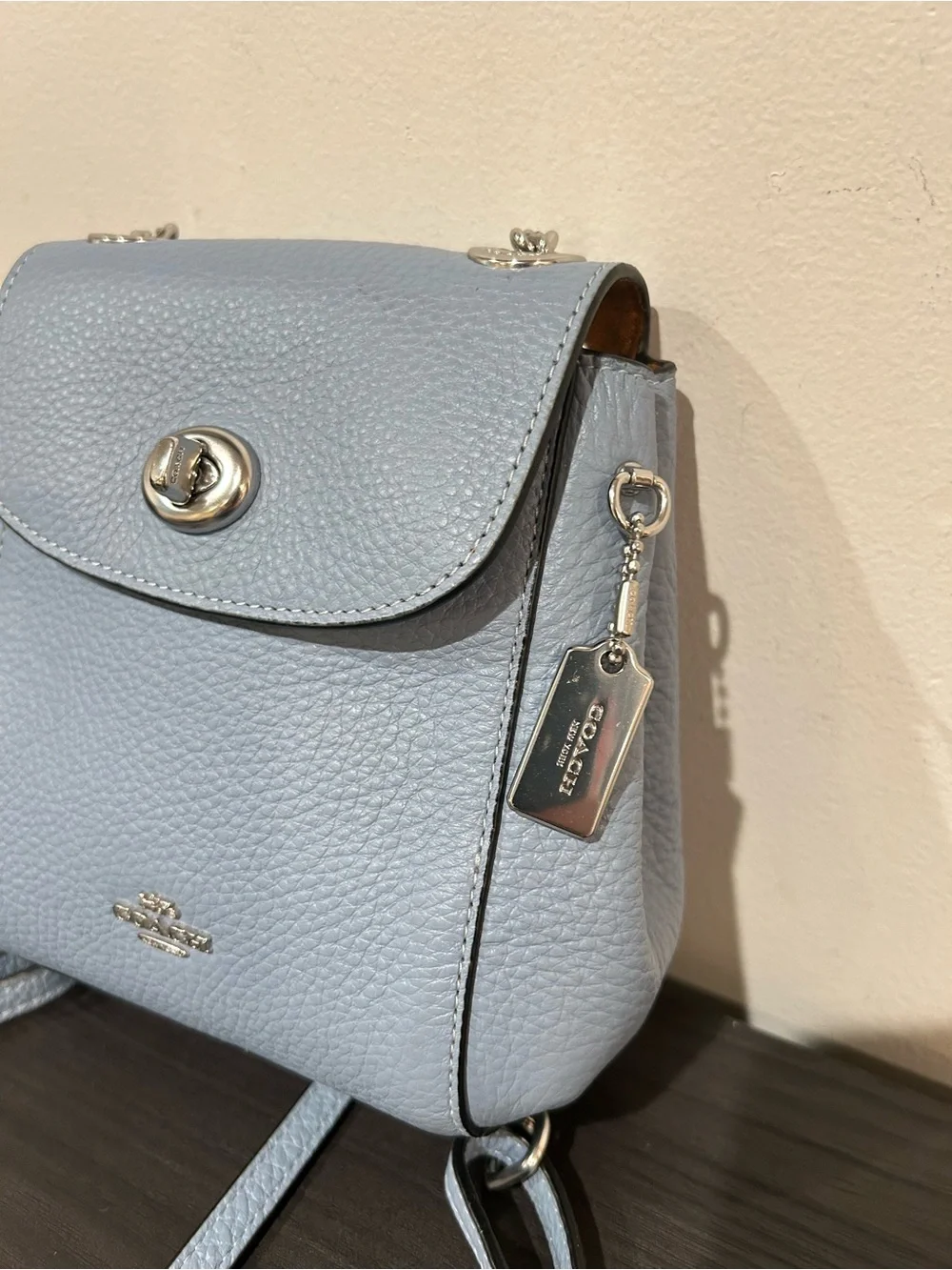 Coach Cornflower Blue Convertible Leather Micro Backpack Style#C5677 EUC - Picture 11 of 15